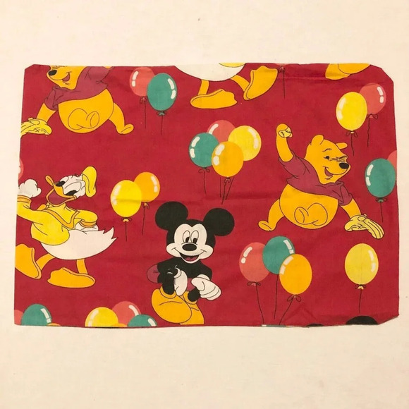 Vintage Pillow Case Mickey Mouse Winnie the Pooh Donald Duck Balloons 24.5 x 17 - Picture 2 of 16